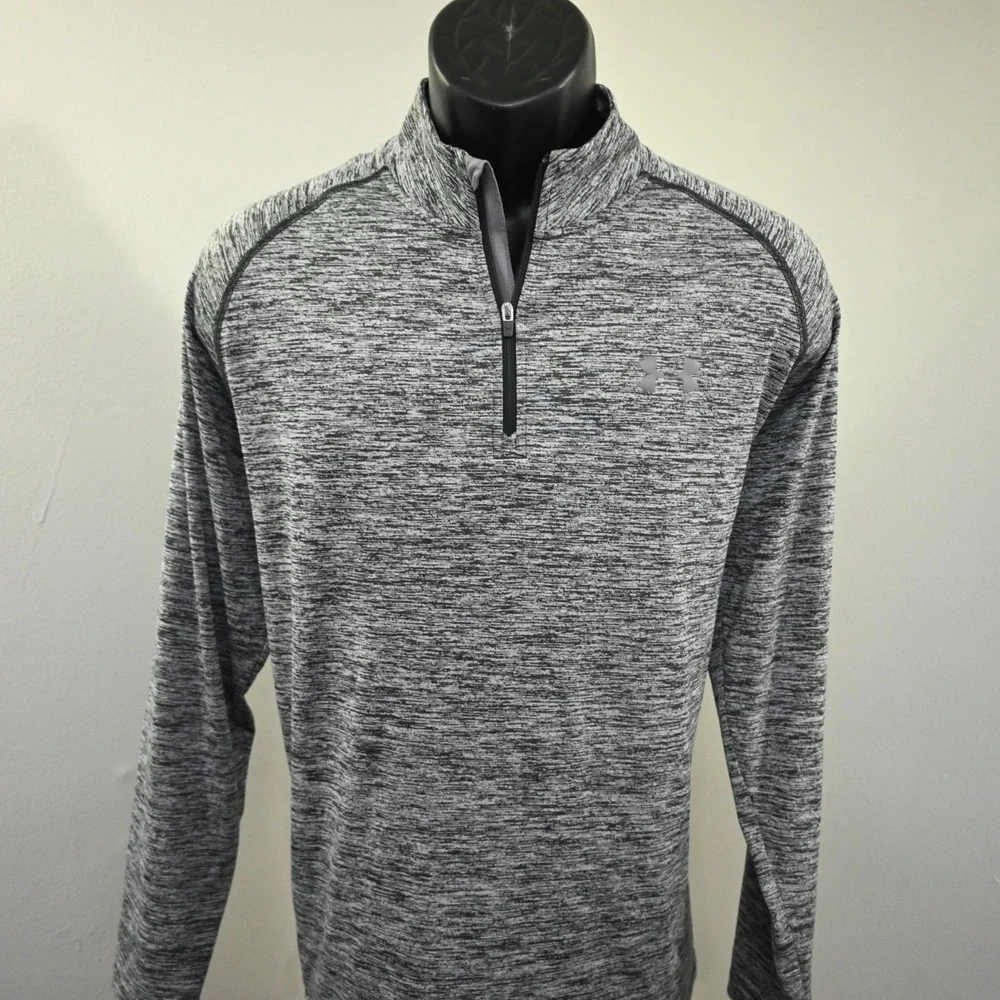 Under Armour 1/4 Zip Golf Jacket Mens Large Gray HeatGear Loose Pullover Stretch